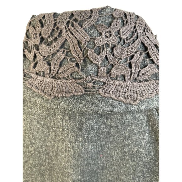 Womens Gray Wool-Blend Coat With Lace Collar By Hem & Thread - Picture 4 of 6